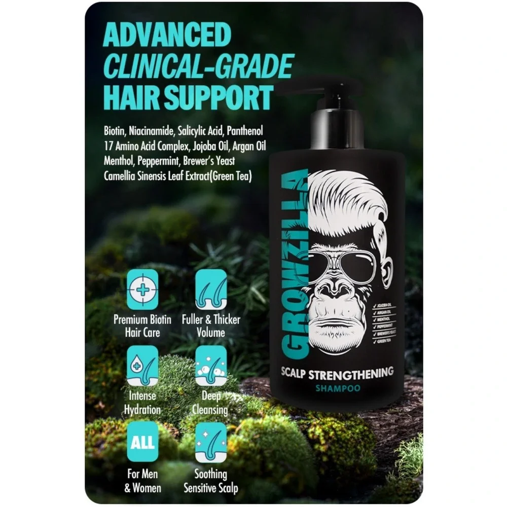 Growzilla Biotin Thickening Shampoo 13.5oz For Thinning Hair Scalp Strength